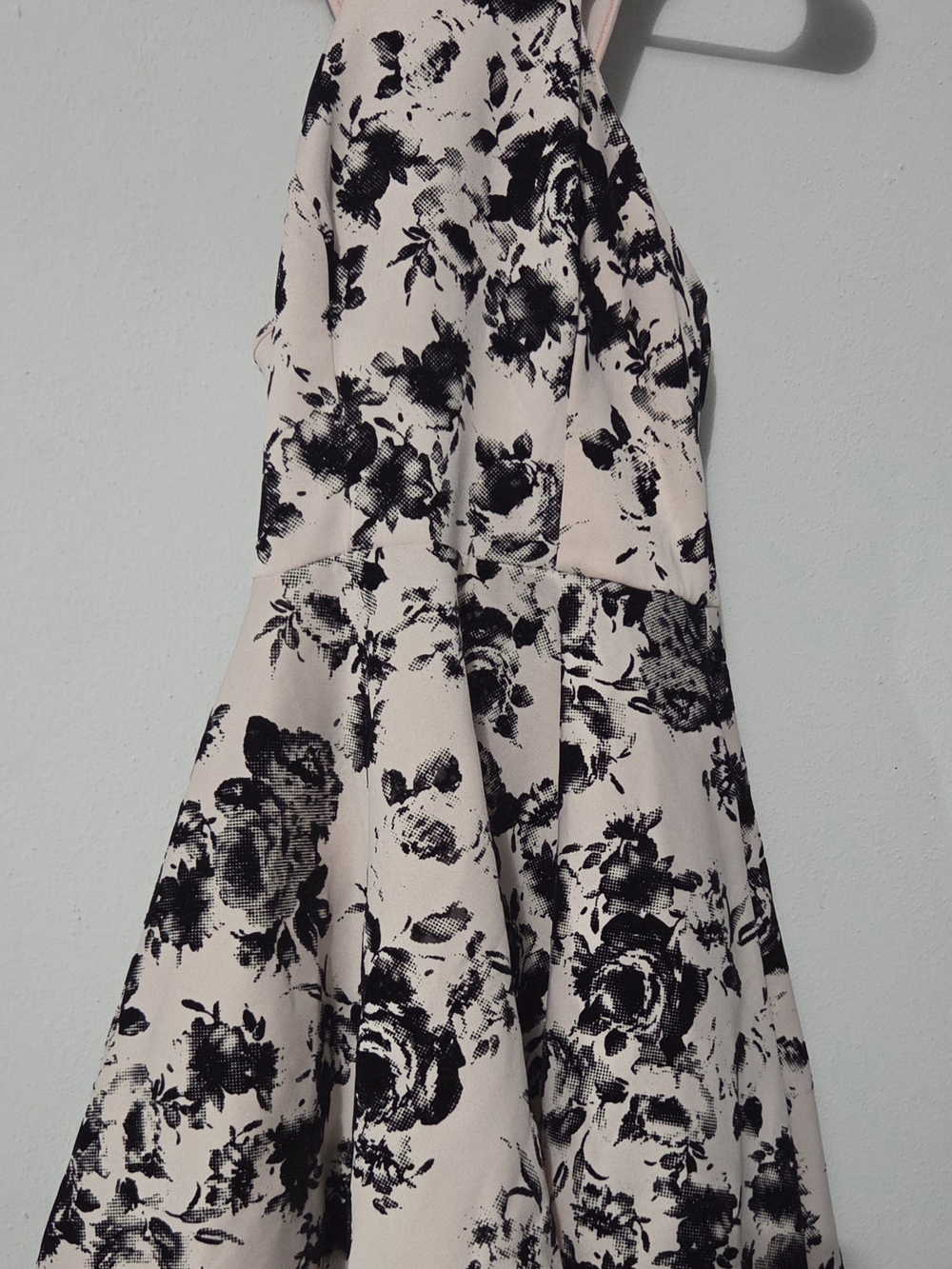 B Darlin Blush and Black Floral Halter Skater Dress - Picture 2 of 5